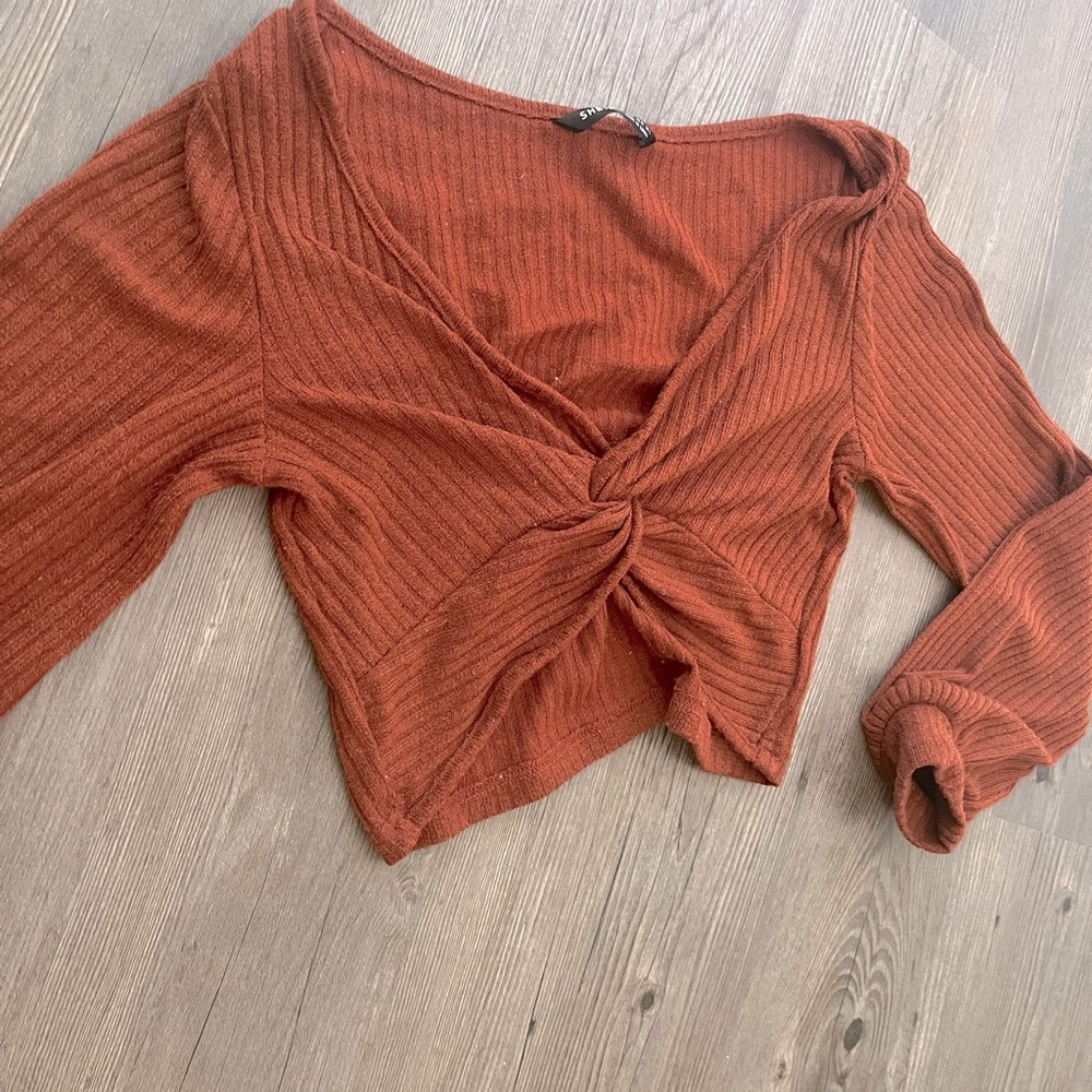 | Shein | Size XS| Orange tank top with long sleeves|